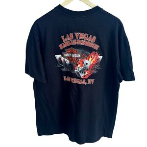 Harley-Davidson Classic Las Vegas Dealer Gambler Sz XL T-Shirt Flaming Dice